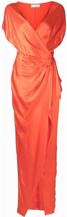 Michelle Mason wrap drape-detail gown dress - women - Silk - 0 - Orange