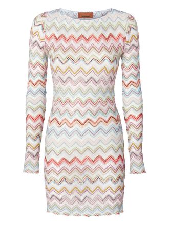 Missoni zigzag-woven mini dress - women - Fabric - 46 - White