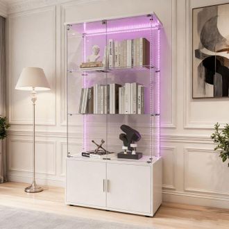 OEM Vitrina De Vidrio - Vitrina De Sal&oacute;n - Led Integrado - 3 Estantes - Armario
