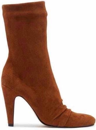 Schutz Women Suede Leather Mid Calf Pull On Boots In Brown