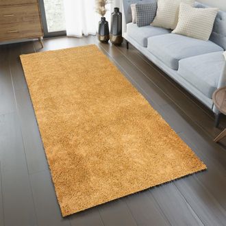 Tapiso Alfombra de pasillo shaggy de polipropileno en amarillo 70x400 cm