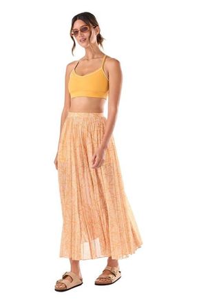Tavi Pleated Active Coverup Skirt in Apricot Batik at Nordstrom, Size Xx-Large