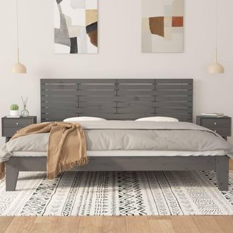 Berkfield Home Wall Headboard Grey 206x3x63 cm Solid Wood Pine | Size: 206 x 3 x 63 cm