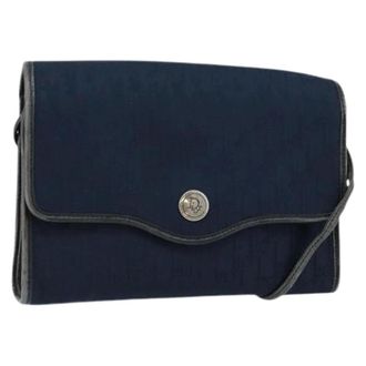 Dior Pre-owned Cross Body Bags, female, Blue, Size: ONE SIZE Pre-owned Vintage Trotter Canvas Shoulder Bag