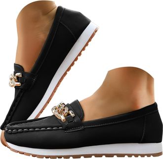 Generic Loafers for Women Casual Suede Loafers Slip On Boat Shoes Lightweight Walking Flats Shoes Comfortable Shoe Comfortable Low Top Orthopedic Shoe Every S