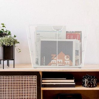OEM Revistero Met&aacute;lico Independiente - Estante Para Peri&oacute;dicos Para Sal&oacute;n Y Ba&ntilde;o - Revistero Blanco Hbd De 27x39x17 Cm