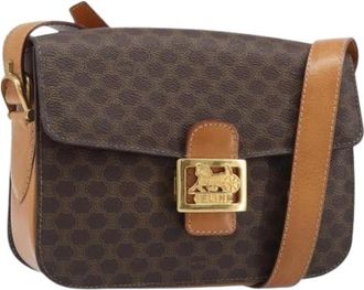 Celine Pre-owned Macadam Canvas Shoulder Bag - Dames - Vintage Schoudertas - Bruin - ONE Size - Leer - Vintage