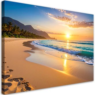 Feeby Impresi&oacute;n De Imagen, Playa Mar Puesta De Sol Paisaje, 100x70