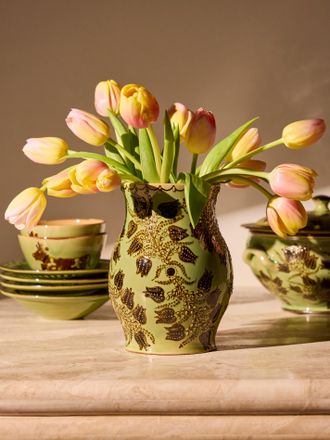 Poterie d'&Eacute;vires Flowers Hand-Painted Ceramic Vase (8in/20cm)