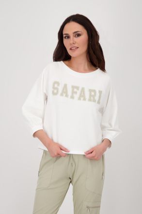 Monari Sweatshirt MONARI, Damen, Gr. 34, beige (ecru), Sweatware, Obermaterial: 100% Baumwolle, mehrfarbig, regular fit normal, Rundhals, Raglan&auml;rmel angeset