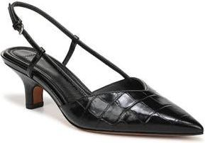 Vince Levvy Slingback Pointed Toe Kitten Heel Pump in Black Croc at Nordstrom Rack, Size 7