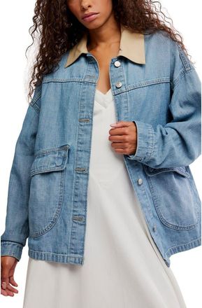 Free People Lemon Denim Chore Jacket in Berry Blues at Nordstrom, Size X-Small