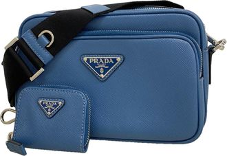 Prada Blue Leather Shoulder Bag (Pre-Owned)