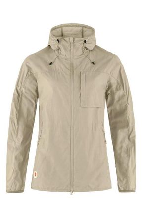 Fj&auml;llr&auml;ven High Coast Hooded Wind Jacket in Fossil at Nordstrom, Size X-Small