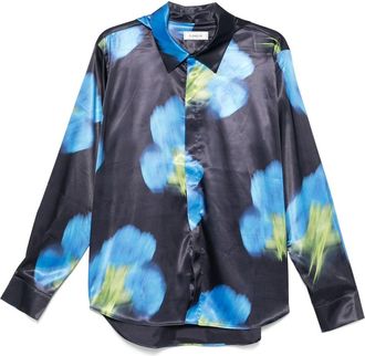 Flaneur Overhemd met bloemenprint en capuchon - Zwart