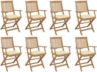 vidaXL Vidaxl - Sillas De Jard&iacute;n Plegables 8 Uds Y Cojines Madera Maciza Acacia