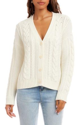 Karen Kane Cable Stitch Cardigan in Cream at Nordstrom, Size X-Large