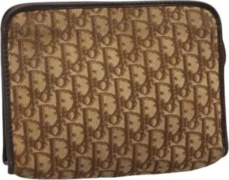 Dior Pre-owned Clutches, female, Brown, Size: ONE SIZE Pre-owned Trotter Canvas Clutch Bag