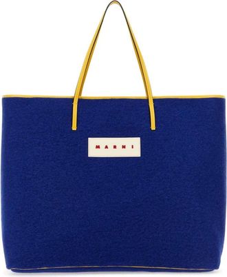 Marni Blauwe vilten medium Janus tote bag - Dames - Shoppers - Blauw - ONE Size - Tassen