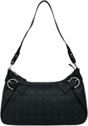 Ferragamo Pre-owned Shoulder Bags, female, Black, Size: ONE SIZE Pre-owned Leather Shoulder Bag