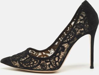 Gianvito Rossi Black Suede Pointed Toe Pumps