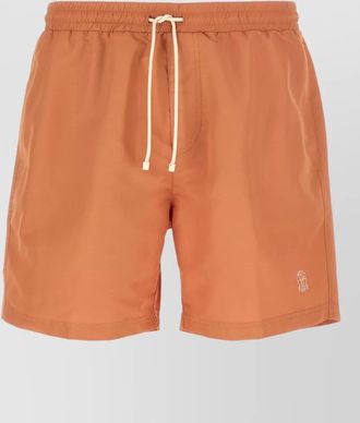 Brunello Cucinelli logo embroidery swim shorts