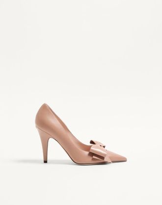 Valentino Garavani D&eacute;collet&eacute; Bowow In Capretto 100Mm Donna ROSE CANNELLE 37.5