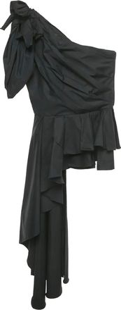 Johanna Ortiz Top monospalla con ruches - Nero