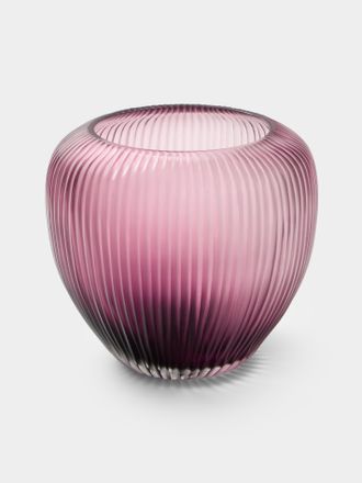 Micheluzzi Glass Goccia Ametista Righe Hand-Blown Murano Glass Vase (8in/20cm)