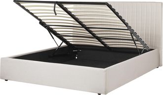 Beliani Cama Con Almacenaje De Tela Beige 160 X 200 Cm Cabecero Capiton&eacute; Vion