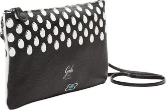 Gabs Zwarte leren clutch dubbele print - Dames - Schoudertassen - Zwart - ONE Size - Tassen