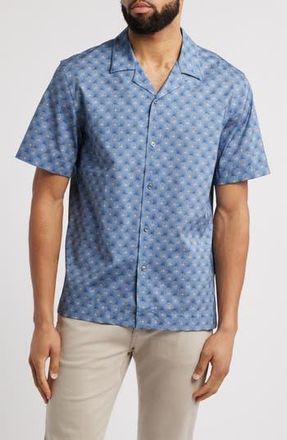 Bugatchi Cole OoohCotton Floral Camp Shirt in Cobalt at Nordstrom Rack, Size X-Large
