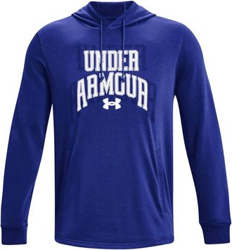 Under Armour Mens Rival Terry Graphic Hood Long Sleeve Sweatshirt In Blue