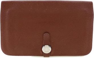 Herm&egrave;s Tweedehands leren portemonnees - Dames - Vintage Accessoires - Bruin - ONE Size - Vintage