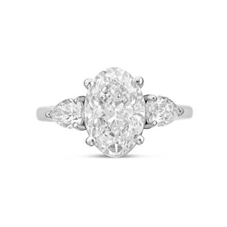 Diana M. Jewels Platinum lab grown 10ct oval diamond ring with pears on the sides
