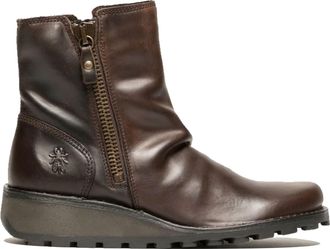 FLY London MON944FLY - Womens Wedge Heel Leather Ankle Boots