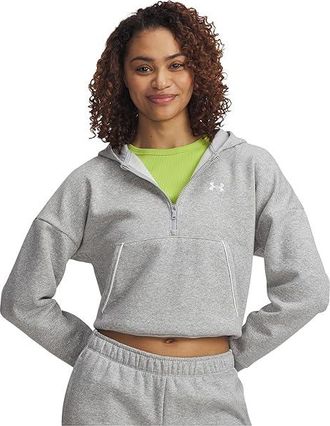 Under Armour Rival Fleece Piped 1/2 Zip Hoodie Womens Sweatshirt Mod Gray Light Heather/White : LG (US 12-14), Polyester