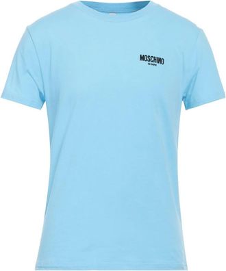 Moschino Effen Heren Logo T-Shirt (Lichtblauw)