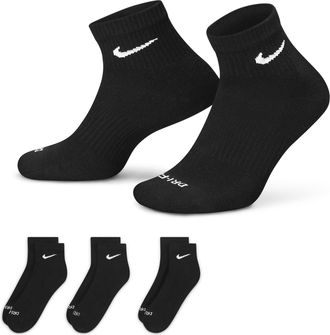 Nike Mens Everyday Plus Cushioned Training Ankle Socks (3 Pairs) in Black | SX6890-010
