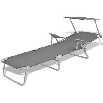 Berkfield Home Sun Lounger with Canopy Steel Grey