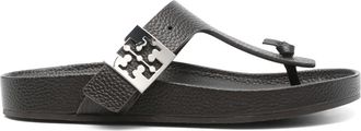 Tory Burch leather flat sandals - women - Rubber/Calf Leather/Calf Leather - 7.5 - Brown