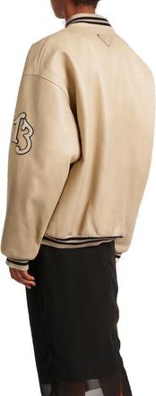Prada Womens Beige Calfskin Bomber Clothing