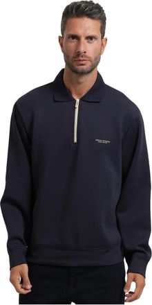 A|X Armani Exchange Sweatshirt in stretch modal jersey - Heren - Vesten met rits - Blauw - S - Polyester - Hoodies & sweatvesten
