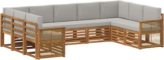 vidaXL Conjunto De Sof&aacute;s De Exterior 7 Uds. Natural Y Gris Claro Vidaxl