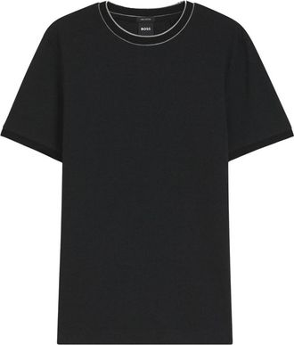 HUGO BOSS Jacquard T-shirt - Heren - T-shirts - Zwart - S - Katoen - Tops