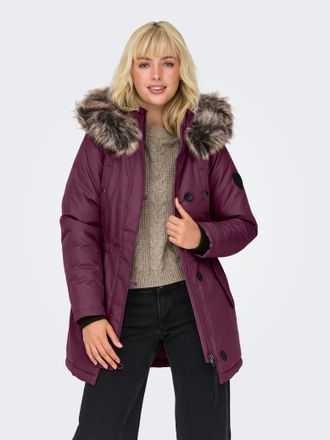 Only Parka ONLY ONLIRIS FUR WINTER PARKA LIFE CC OTW, Damen, Gr. XS, braun (mauve wine detail:braun fur), Web, Obermaterial: 100% Polyester, unifarben, reg