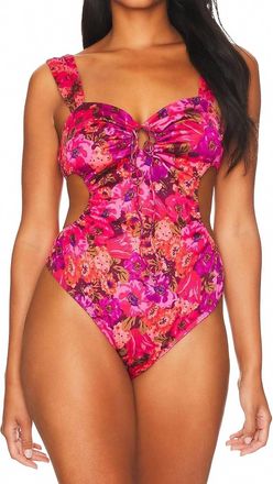 For Love & Lemons Lauren Floral Bodysuit In Red