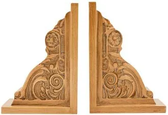 Foreside Home And Garden Set of 2 Carved Bookends Brown MDF at Nordstrom