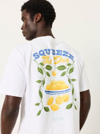 Fat Face FatFace Relaxed Fit White Squeeze The Day Graphic Tshirt