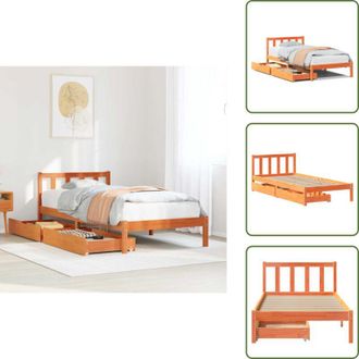 vidaXL Letto in legno - vidaXL Letto senza Materasso Marrone Cera 100x200 cm in Legno di Pino - Letto con ruote
